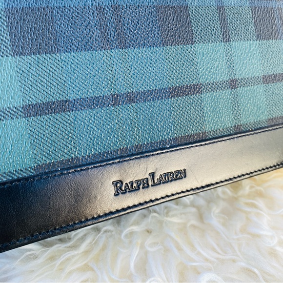 RALPH LAUREN blackwatch plaid leather wallet clutch crossbody bag vintage - Picture 5 of 14